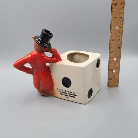 Vintage Jim Beam Fox Swizzle Stick Holder 1981 Dice Ceramic - Picture 6 of 12